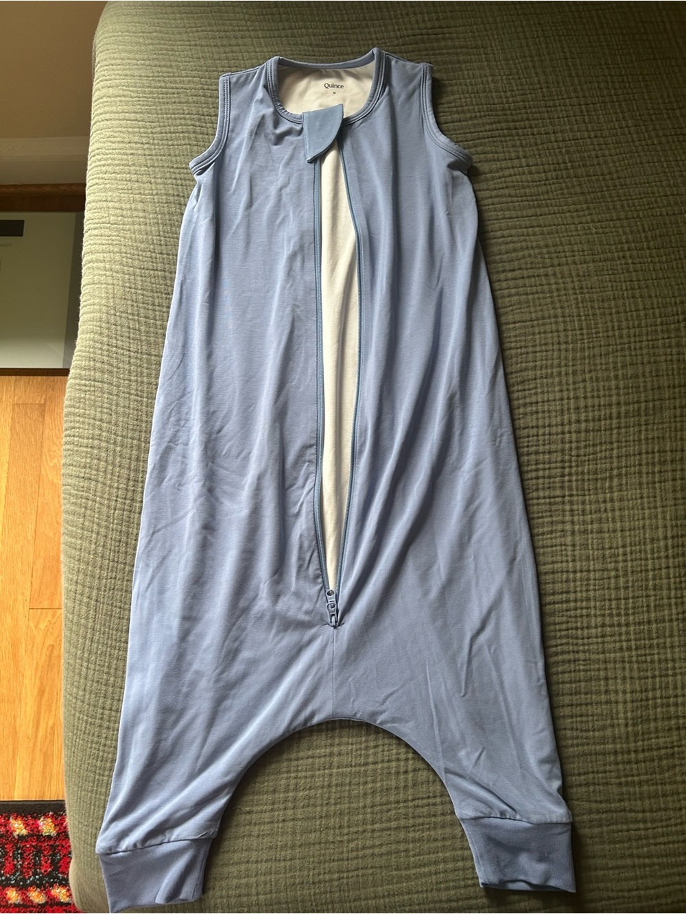 Quince Light Blue Sleeveless Sleep Romper
